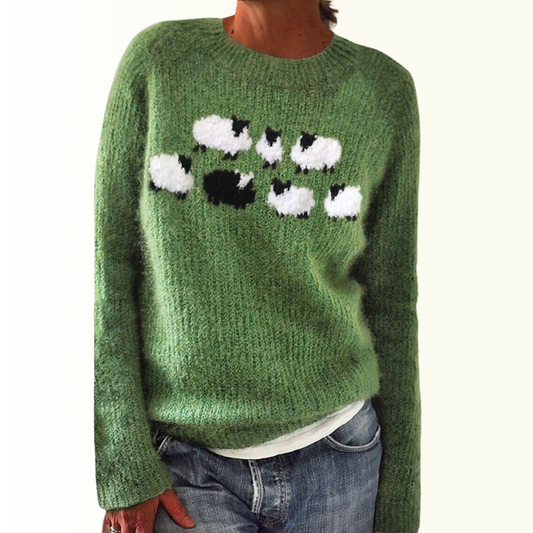 Elina - Warm Green Printed Sweater