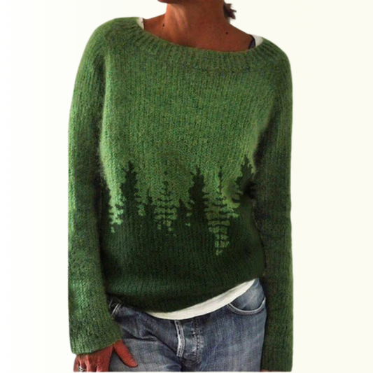 Freya - Forest-Inspired Long Sleeve Wool Sweater